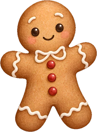 Gingerbread man with a red bow tie