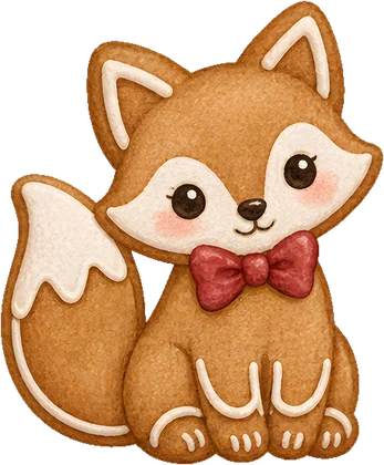 Little fox with a red bow
